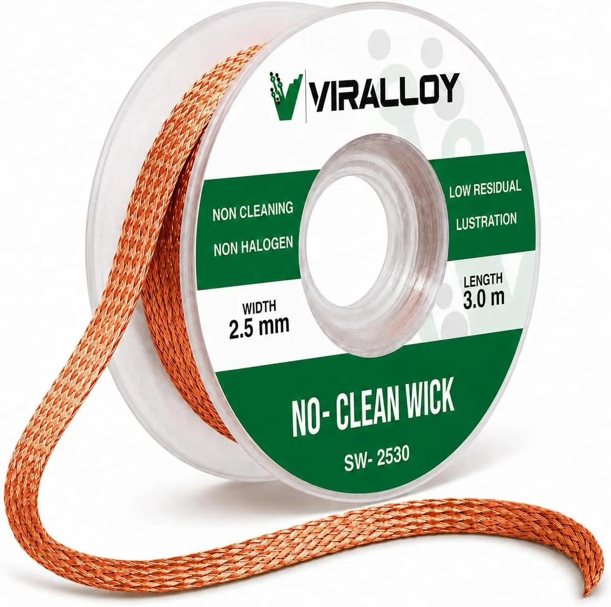 Solder Wick 2.5mm x 10ft – No-Clean Rosin Desoldering Wick for Electronics, PCB & Circuit Board Repair | Copper Desoldering Braid for Soldering Kit, Soldering Iron Kit & Fer à Souder