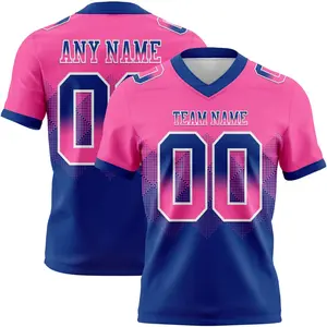 Custom Pink Royal-White Gradient Flag Football Jersey - Square Shape Authentic Design