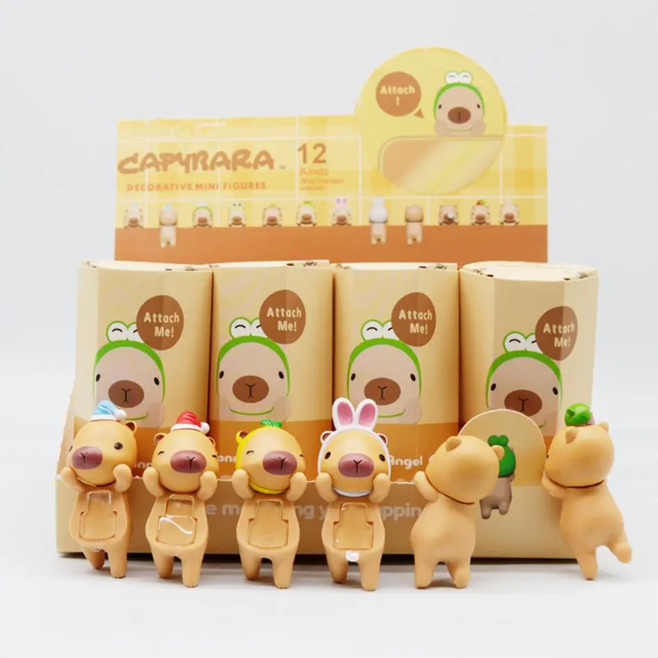 New Capybara Series Blind Box Collectible Pack - Polyester Fashion Accessory Set, Car & Mobile Phone Ornament, Children's Toy Gift, Cute Collectible, Animals, New Release, Miniature