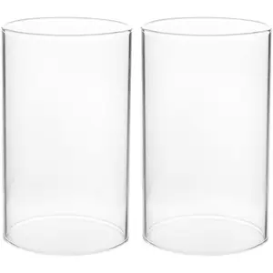 2pcs Hurricane Candle Holder Sleeve, Glass Hurricane Candleholder Tube Lamp Shade, Clear Glass Bottomless Cylinder, 5.9 X 2.75 Inches