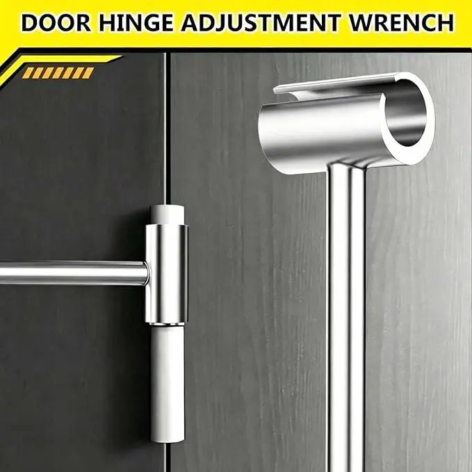 Upgraded tool for adjusting residential and light commercial door hinges — a spanner for regulating hinge gap for pin shafts and barrel-shaped hinges (connecting chains, flagpole hinges), compatible with barrel diameters of 0.55"–0.75".