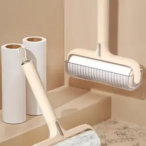 High-Adhesive Pet Hair Remover Roller, Detachable Home Use Brush, Clothes De-Shedding Tool, Replacement Roll, Cream Handle, 16cm