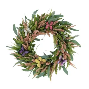 Puleo 24" Salix Leaf W/Butterfly Floral Spring Wreath