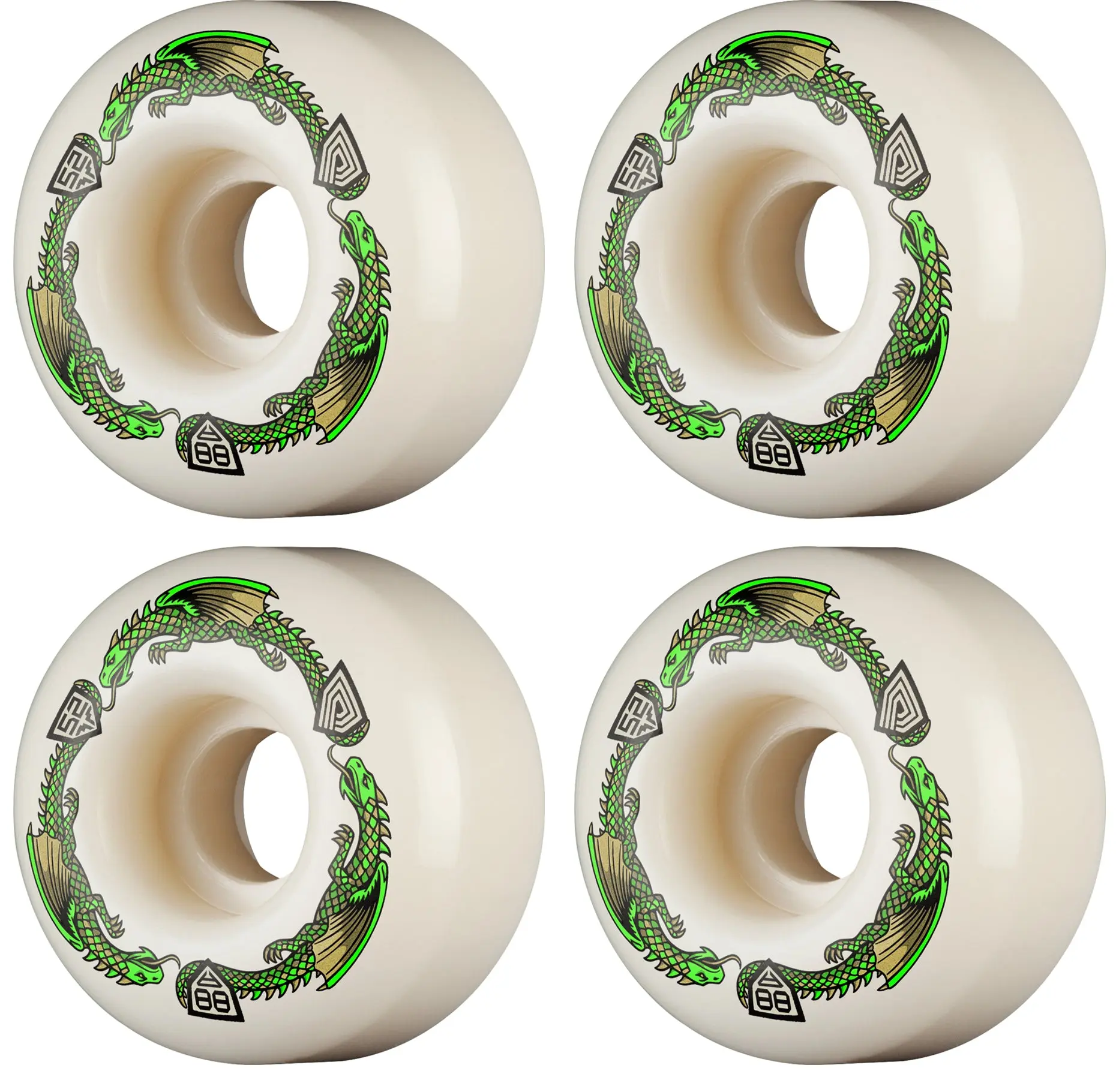 Powell Peralta Skateboard Wheels 52mm x 31mm Dragon Formula 88A V1 Shape Off White