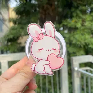 Bunny Holding Heart Magsafe Grip, Adorable Animal Pop Socket, Quickstand for Magsafe Griptok, Gift for Her