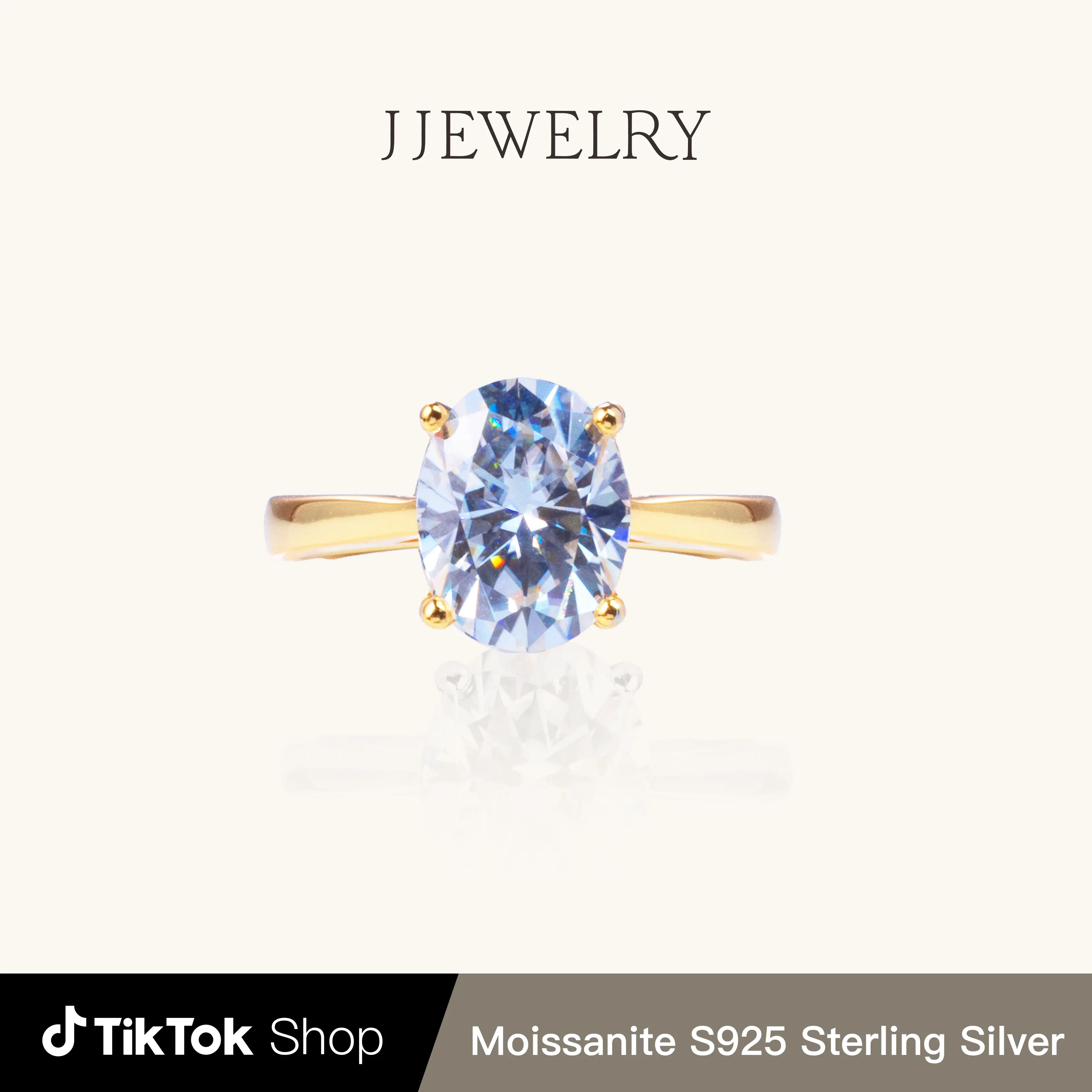 【RC173】Synthetic Moissanite Oval Ring S925 Sterling Silver Elegant Design for Women Fashion Classic Jewelry Daily Birthday Gift Engagement Wedding Ann