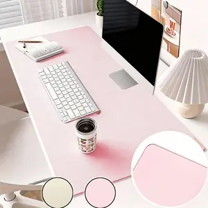 Large-sized gaming mouse pad, multi-functional quick keyboard and mouse marker pad, anti-stain desk pad, anti-slip and wear-resistant computer keyboard pad, suitable for offices, desks or dining tables, available in off-white and pink