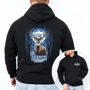 Busch Light Deer Hunting Double-Sided Hoodie - Unisex Shirt for Beer Lovers, Whitetail Buck Fans & Outdoor Enthusiasts, Menswear Top, Full Sizes Full Colors
