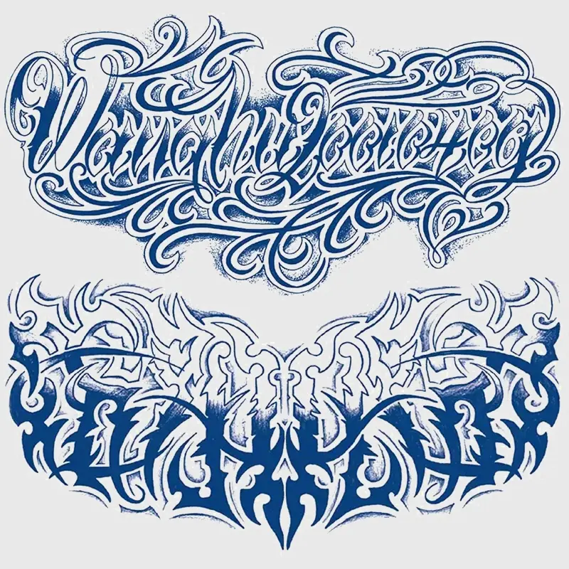 2 Pcs Chicano Style Rectangular Temporary Tattoo Stickers, Waterproof Non-Reflective Body Art Decals for Men Women Daily Party Use Sticker Tattoos