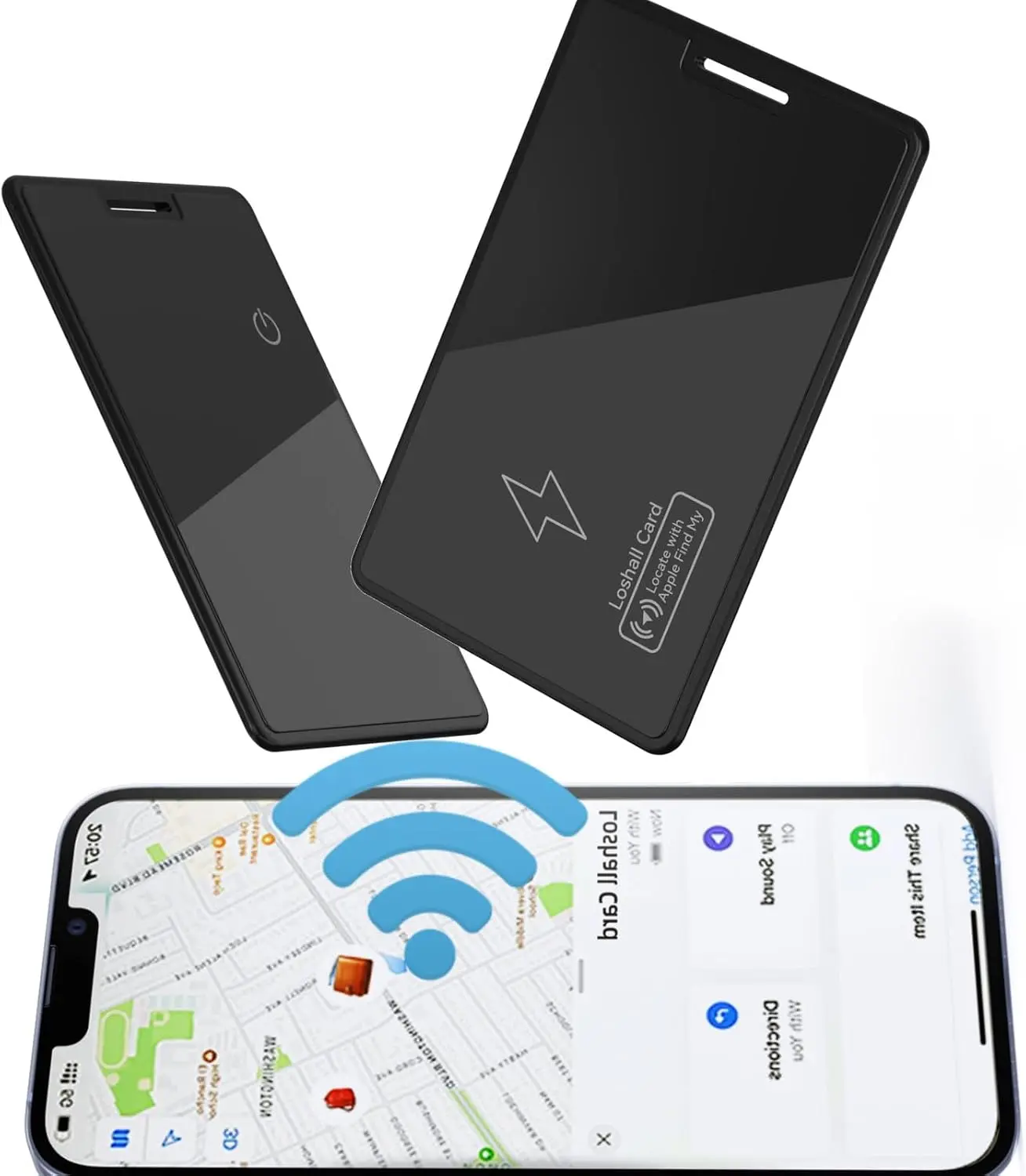 Wallet Tracker Card, Bluetooth Rechargeable Wallet Finder Works with Apple Find My App (iOS Only),Item Locator for Wallet,Wireless Charging, Water Resistant (2 pcs)