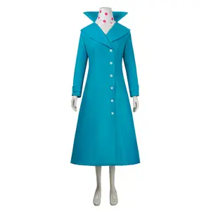 Women‘s Lucy Wilde Cosplay Costume Blue Trench Coat Uniform Suit with Scarf