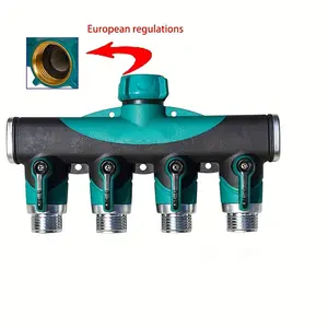 4-Way Garden Hose Splitter - Zinc Alloy with Rubber Coating, Dual Thread Standard for European & American Use, Ideal for Lawn Care & Gardening Tools, for Spring