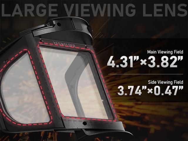YESWELDER LYG-1980GK Panoramic True Color Auto Darkened Welding Helmet | 6 Sensors, Side Lens DIN5 & USB-C Charging | Wide Shade 5-9/9-13 Hood for MIG TIG Arc Grinding