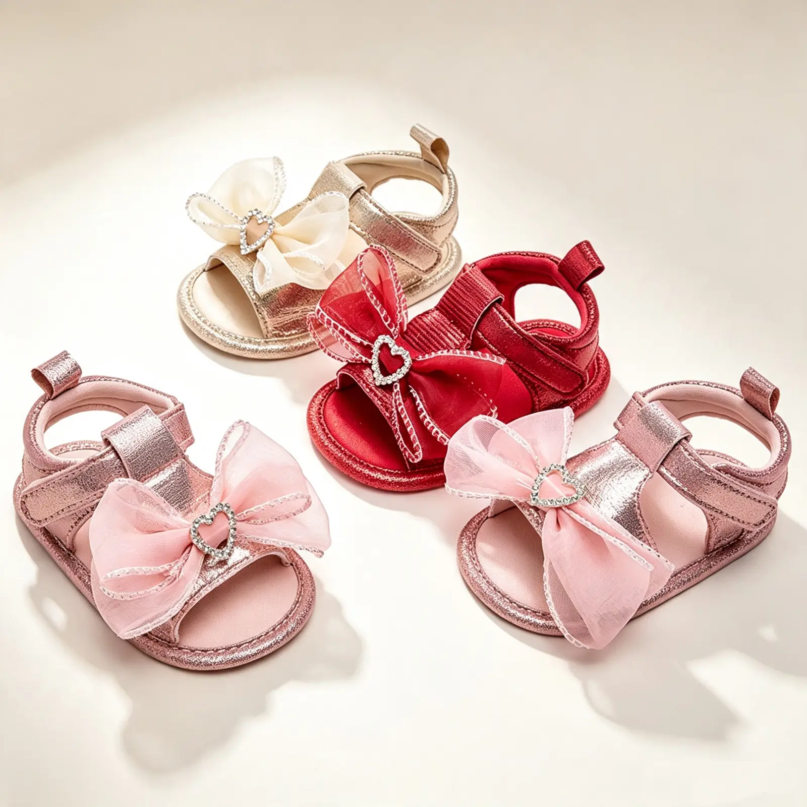 Baby Girls Summer Sandals Soft Sole Cute Bow Breathable Open Toe Princess Sandals Flats Walking Shoes for Toddler