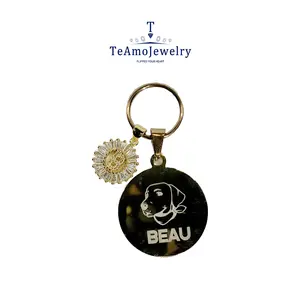 【DZ-1104】Artificial gemstone pet nameplate Pendant, customizable pet name, latest fashionable pet identity nameplate, bone shaped pet nameplate