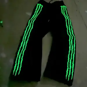 Claw Triple Stripe Fluorescence Embroidery Sweatpants Streetwear Hip Hop Personality Glow Casual Pants Cotton Drawstring Joggers skate Men's Straight Leg Pants Flannel Solid Color Workout Pants Slim Fit Skinny Leather Motorcycle Pants