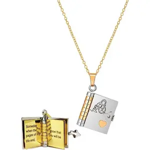 Granddaughter Love Book Necklace Engraved Pendant Gift from Grandma Contains