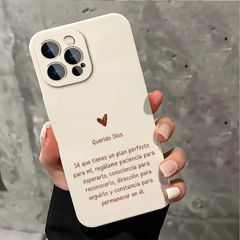 Protective Silicone TPU Bumper Phone Case for iPhone 16 Pro Max,15 Plus,14,13,12,11,XR,XS,SE - Aesthetic "Querido Dios" Bible Decorations, Shockproof Drop Protection, Girls' & Women's Mobile Accessory Casing Gift