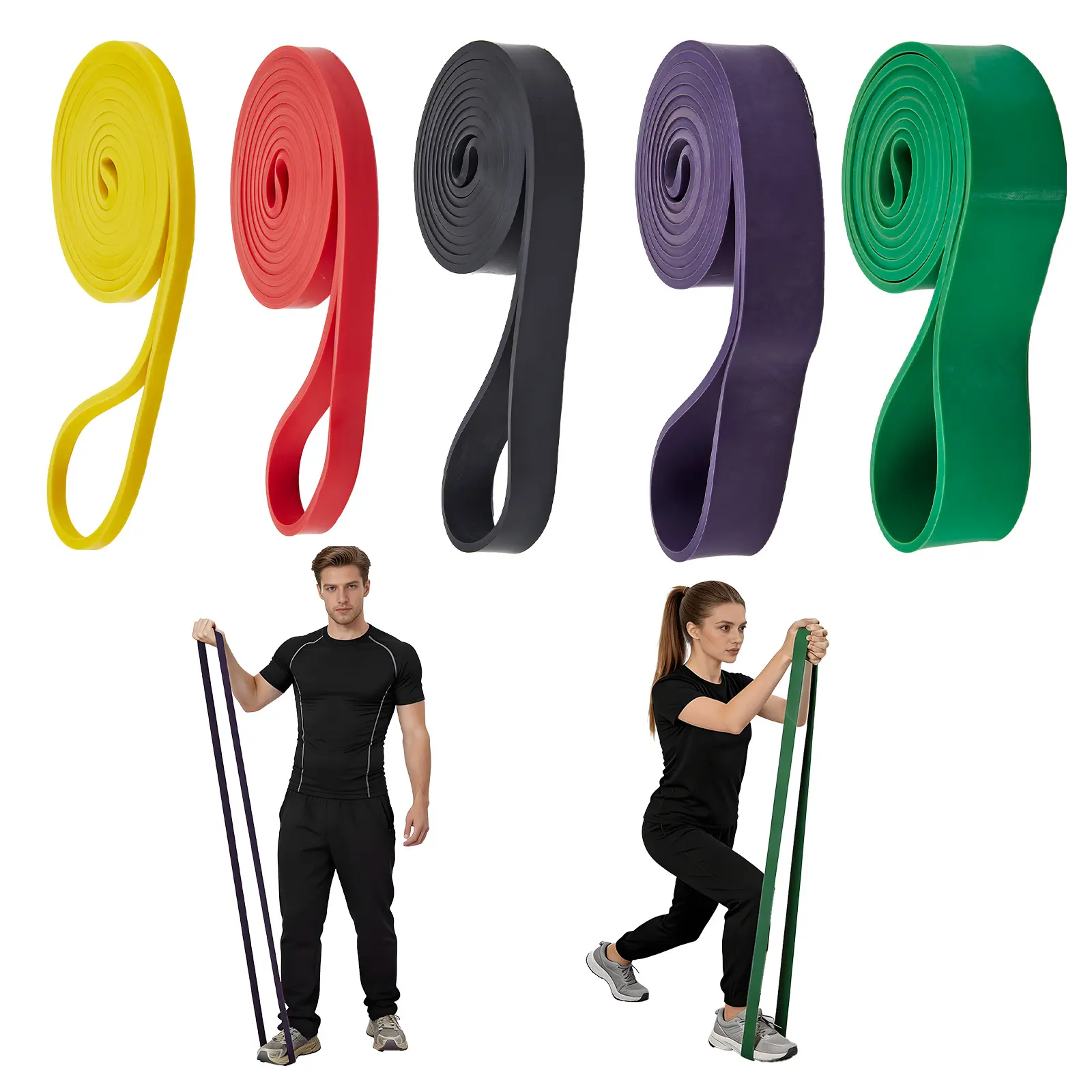 Pull Up Assistance Bands Set, 4/5 PCS Natural Latex Resistance Bands, Color Coded Stretch Bands with Carry Bag for Pull-Up, Strength Training, Stretching & Physical Therapy