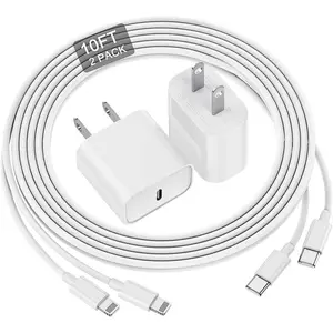 2-Pack 20W USB C Rapid Phone Charger Block with 10 Ft Long USB C to Lighting Cable Compatible with iPhone 14 Pro/13 Pro Max/12/11Pro/Mini/SE