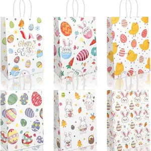 24-Piece Easter Bunny Egg Party Favor Bags, Paper Gift Wrapping Supplies, Perfect for Holiday Celebrations & Special Occasions