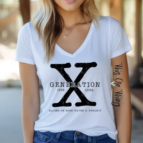Gen-X V-neck T-shirt  Womenswear Top Summer Casual Comfortable Cotton Cap