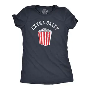 Womens Extra Salty T Shirt Funny Large Popcorn Upset Mad Joke Tee for Ladies Funny Womens T Shirts Cute Vintage Fashion Casual Ladies T-Shirt Gift Food Tops for Women Funny Sarcastic Top Women's Novelty Tees Navy -