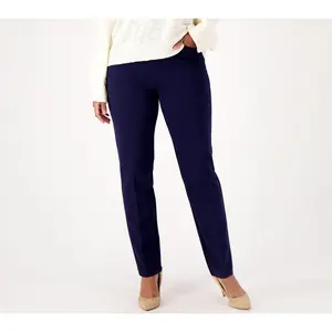Susan Graver Petite Smart Ponte Knit Slim Leg Pant