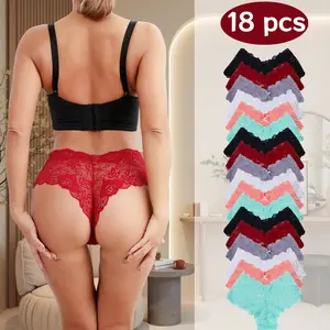 QQ 18-Pack Women's Sexy & High-Quality Lace Panties - Assorted Colors, Premium Thickened Lace That Won’t Tear, Flattering Contoured Silhouette for Confidence & Formal Events cute. Womenswear