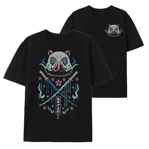 Inosuke Hashibira Dual Serrated Nichirin Katanas Graphic T-Shirt, Sweatshirt & Hoodie, Demon Slayer Anime Printed Crewneck Tee, Unisex Casual Streetwear Top, Exquisite anime pattern design, soft comfortable fabric, fashionable graphic apparel ideal as gif