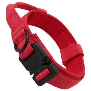 Reflective Tactical collar Adjustable military training nylon dog collar Dog collar with handle Quick release of dog collar
