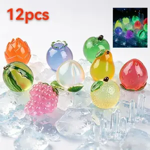 12 pieces of luminous simulation fruit and vegetable ornaments/colorful translucent plastic decorations, suitable for DIY crafts, classroom rewards, and party gifts for Halloween, Thanksgiving, Christmas themed activities, Decorative