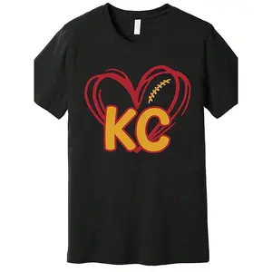 NewKansas City Football Heart Graphic Men's T-Shirt - Black Cotton, Short Sleeve, Casual Crew Neck, Machine Washable(T)