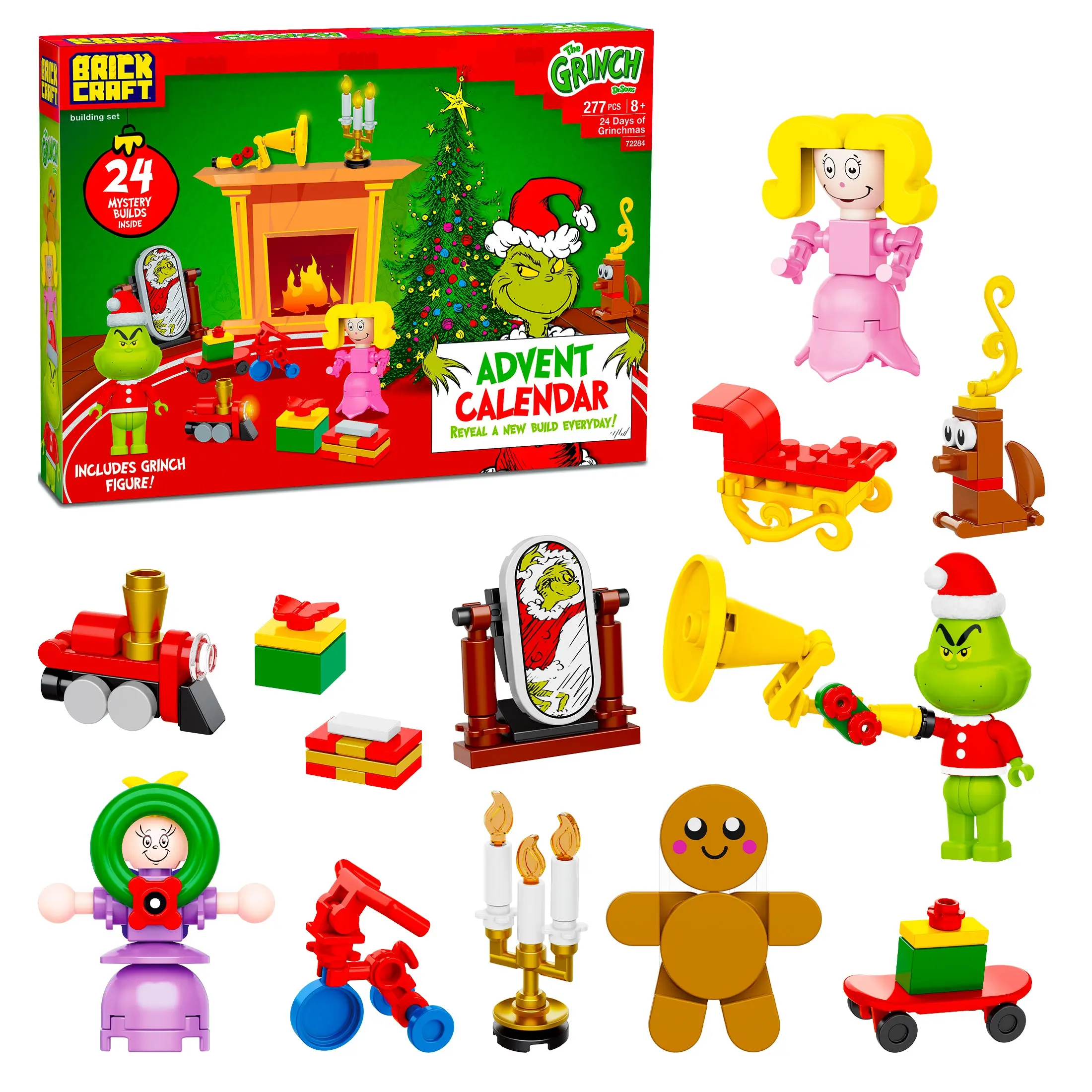 Brickcraft The Grinch Advent Calendar Building Set, 277-Piece Christmas Countdown with 24 Builds for Fans & Collectors 8+