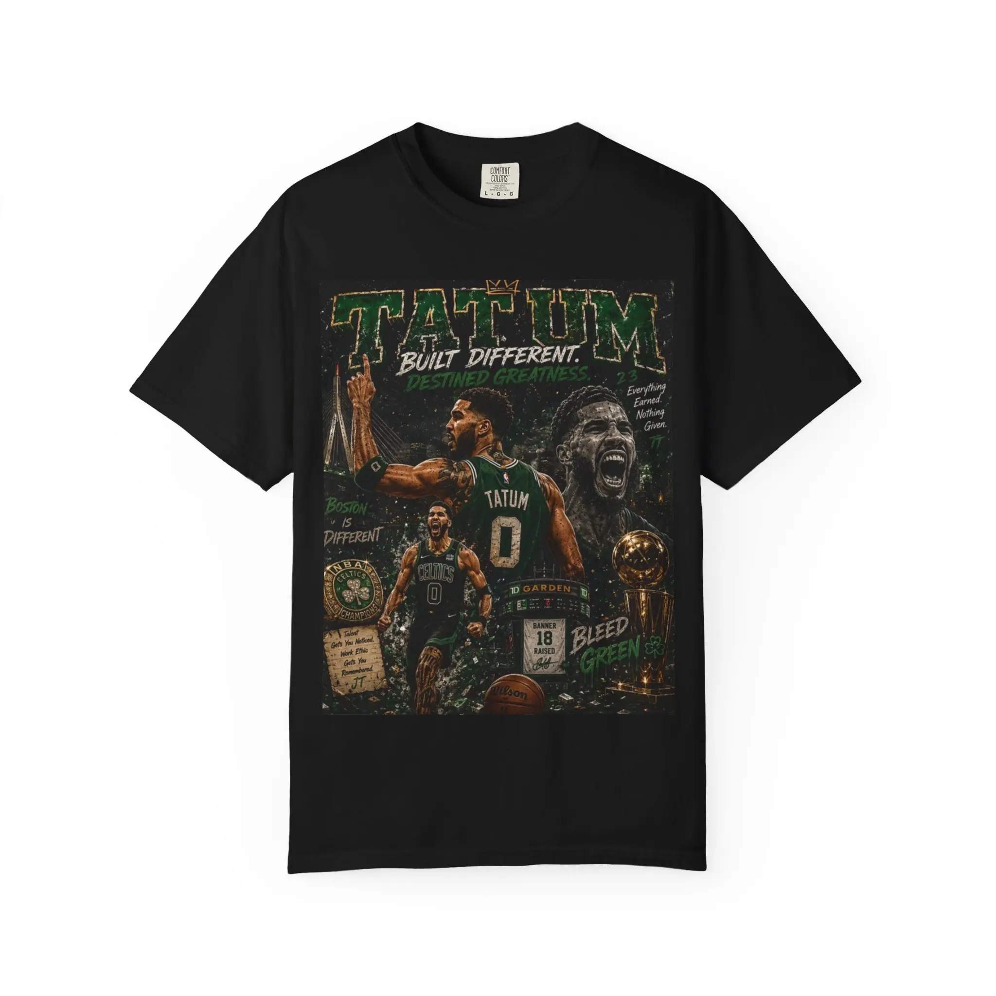 Men's Built Different Tatum Basketball Collage T-Shirt - Vintage Sports Top, Relaxed Fit, Short-Sleeve Casual Tee, Tshirt, Shortsleeve, Menswear, Fabric, Graphics, Round Neck, Soft, Cotton, Streetwear, Watch Party, All Season, Cold Wash