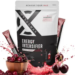 CardoMax Energy Drink Packets – Black Cherry Liquid Preworkout Sticks – Energy Boost – 15 Sugar-Free Caffeine Packs with BCAA, Vitamin B12, B6 & B3 – Zero Calorie, Vegan, Keto Performance Supplement for Men and Women