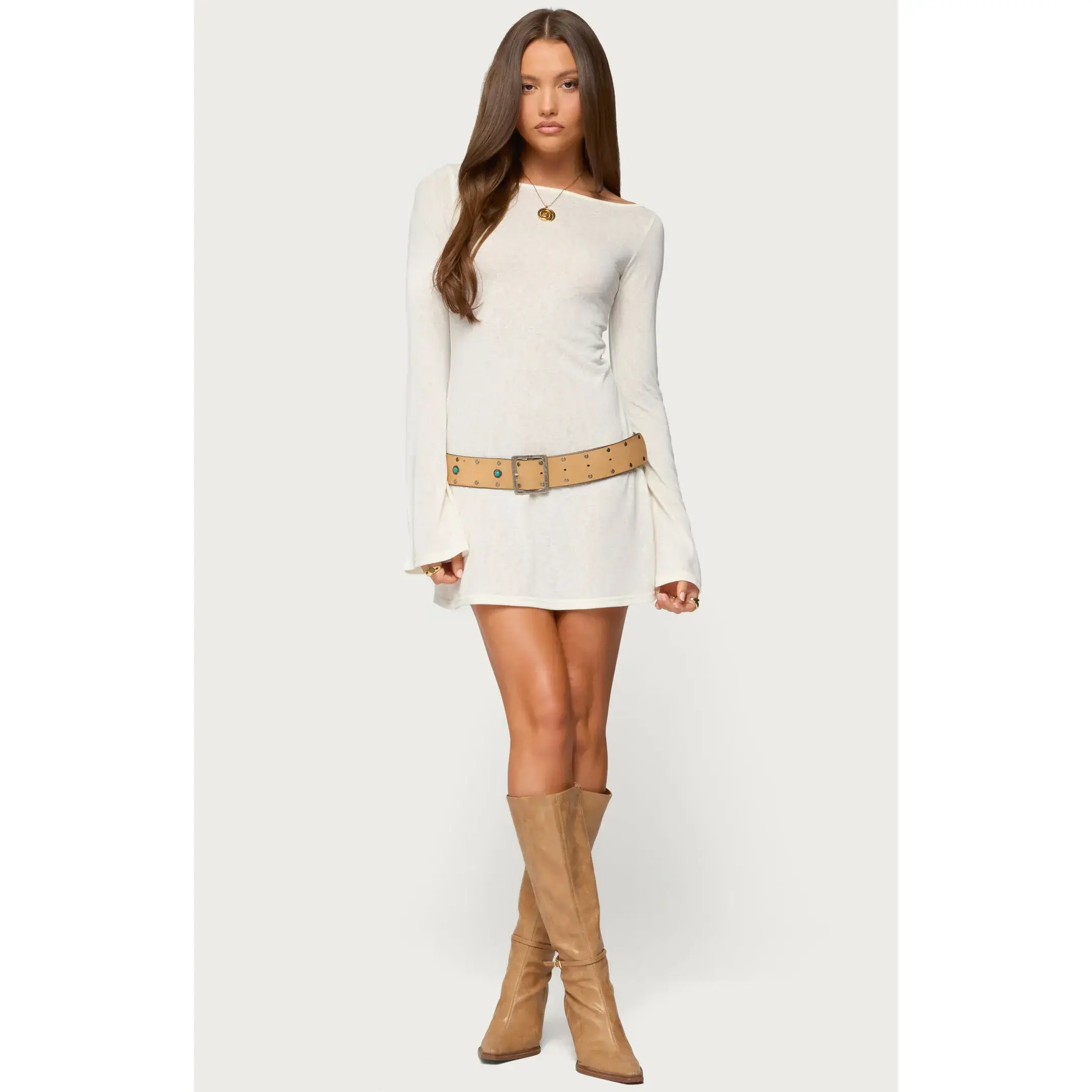 Edikted Women's Noria Sheer Flared Sleeve Mini Dress