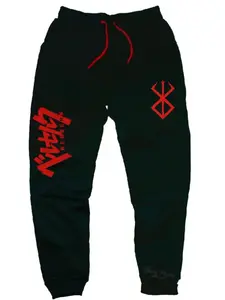 Guts Berserk Anime Print Casual Pants, Men's Open Bottom Sweatpants, Women's Stylish Skinny Joggers with Drawstring Waist, Fitness & Streetwear, Athleisure Style, Casual Sports Pants