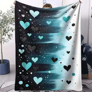 Gradient Starry Sky Printing Blanket, Facecloth Blanket, Black and Blue Gradient Starry Sky As The Background Color, To Create A Dreamy and Romantic Atmosphere, Soft and Comfortable, Suitable for Sofa, Bedroom and Travel, All Seasons