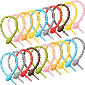 20 Pieces Colorful Silicone Ties Bag Clip, Cable Straps, Bread Tie, Reusable Rubber Twist Tie, All-Purpose Silicone Ties, Cable Ties, Silicone Cord, Household Snake Ties, Bag Sealing Clips