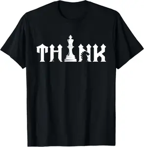 100% Cotton Think Retro Vintage Chess Pieces Player Gift Chess Lover T-Shirt