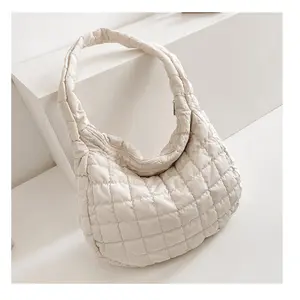 Large Puffer Tote Bag, Quilted Down Bags for Women Soft Space Totes Puffer Bag Lattice Crossbody for Autumn Winter