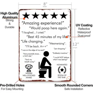 Fun Bathroom Wall Decor Plaque Amazing Experience Would Here Again 8×12 Inches Toilet Timer For Men Gag Gift Tin Sign Easy Hanging Decorative  Friend