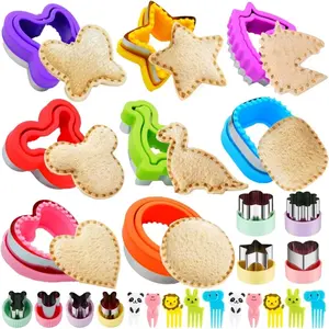 26-Piece Colorful Sandwich Cutter Set, Cartoon Design, Lunch Box Accessories, Bread Cookie Fruit Cutter, Breakfast Sandwich Maker