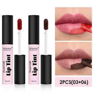 2pcs Peel off Lip Tint Kit, Long-Lasting, Non-Stick Cup Waterproof, Easy to Remove, High Pigment Lip Stain, Smooth Matte Lip Look, Cosmetic