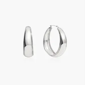 en route Orin Large Hoop Earrings in Silver, Polished Silver Finish with Rope-Textured Trim, Bold Statement Piece for Powerful and Fluid Styling
