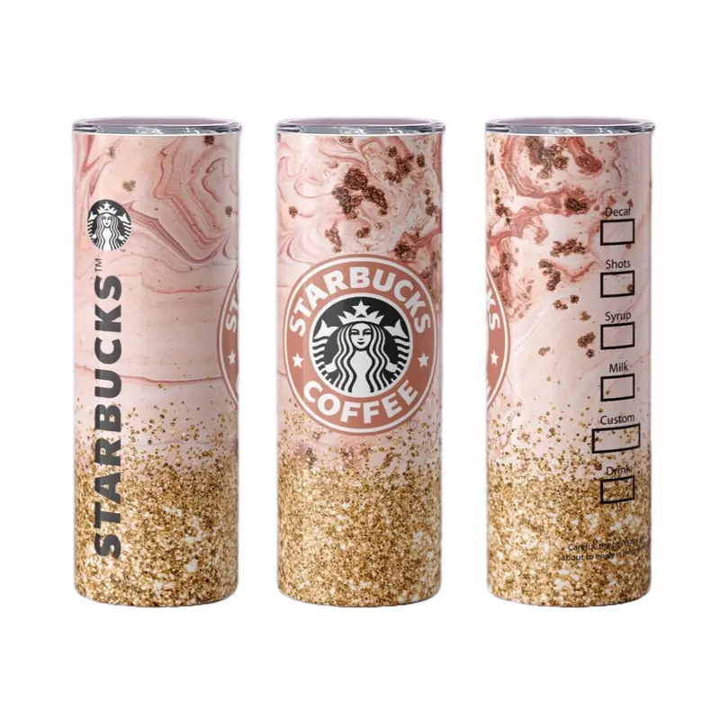 Starbucks Tumbler Rose gold with Glitter