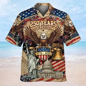 USA 250th Anniversary Hawaiian Shirt, Celebrating 250 Years Of Freedom Patriotic Shirt,Independence Day 4th of July Gift,Family Hawaii Shirt