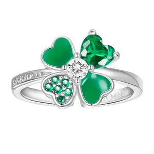 Gnoce Lucky 925 Four Leaf Clover Adjustable Ring