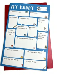 Funny Father's Day Cards - Recycled Paper 8x5.3 in Q&A Format Interactive Activity Sheets with Personal Message Space, Perfect for Kids to Fill Out for Dads